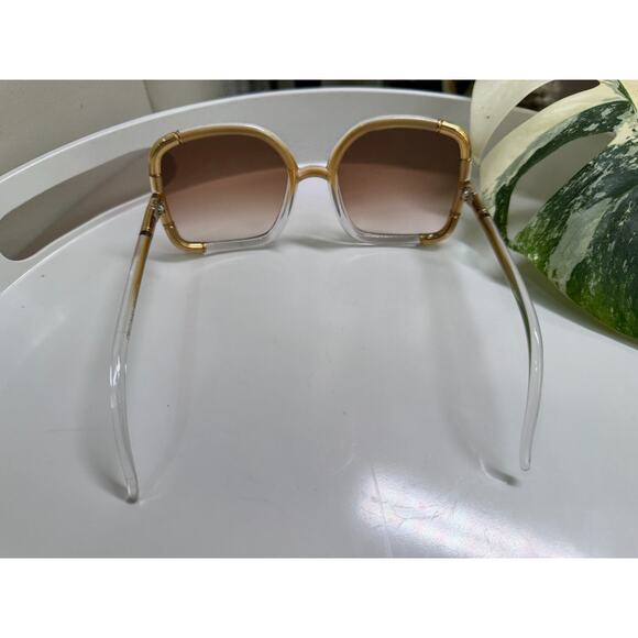 VTG Ted Lapidus Paris Sunglasses Oversized Square Gold Frame France Rare main image 5